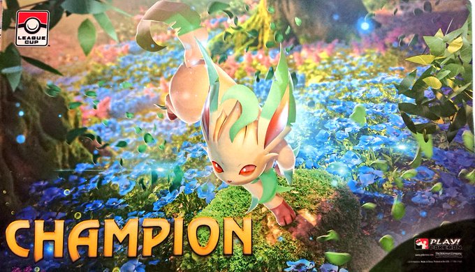 状態A】ポケモンカードゲーム ラバープレイマット 海外版 リーフィア LEAGUE CUP CHAMPION