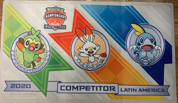 ポケモンカードゲーム ラバープレイマット 海外版 CHAMPION SHIPS LATIN  AMERICA 2020 COMPETITOR ヒバニー サルノリ メッソン プレイマット