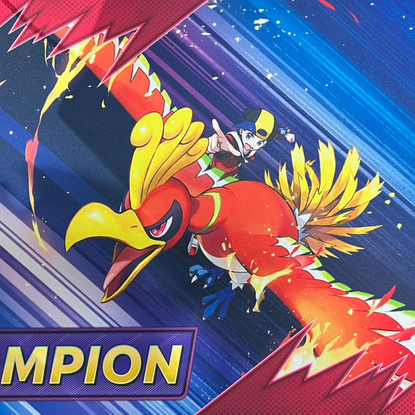 ポケモンカードゲーム ヒビキのホウオウチャンピオンプレイマット 状態A】ポケモンカードゲーム ラバープレイマット 海外版 ヒビキ